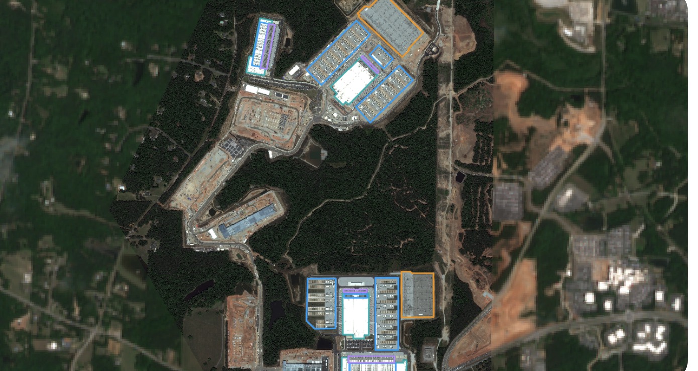 Satellite view of the Microsoft Fairwater Atlanta data center campus