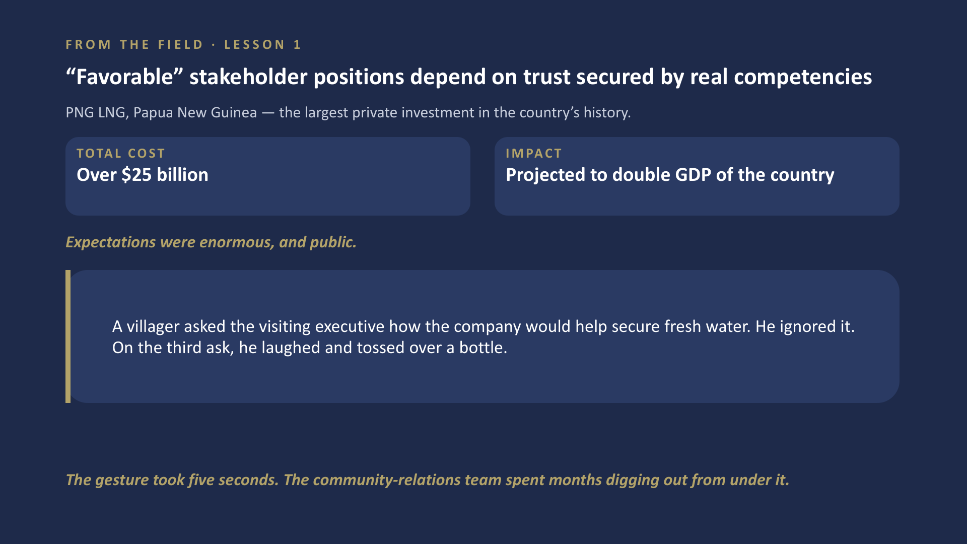 From the field: Lesson 1